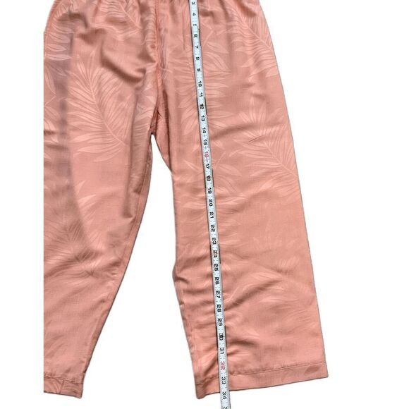 Dana Gibson Coral Floral Pattern Elastic Waist Silk Pants Sz Lg Coastal Grandma - Picture 8 of 14